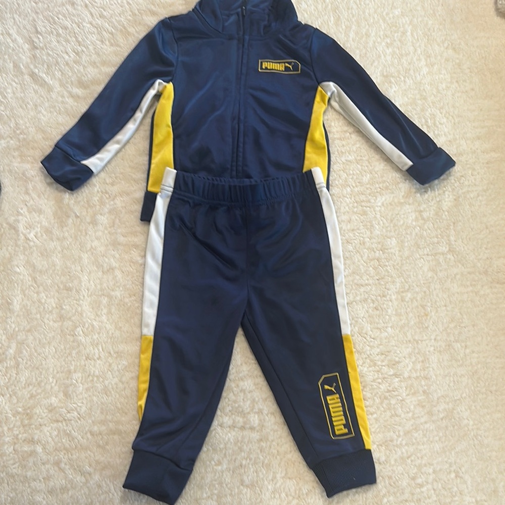 PUMA  baby  Boy's 2-Piece Track
Jacket & Joggers Set Blue Yellow Size 18 M